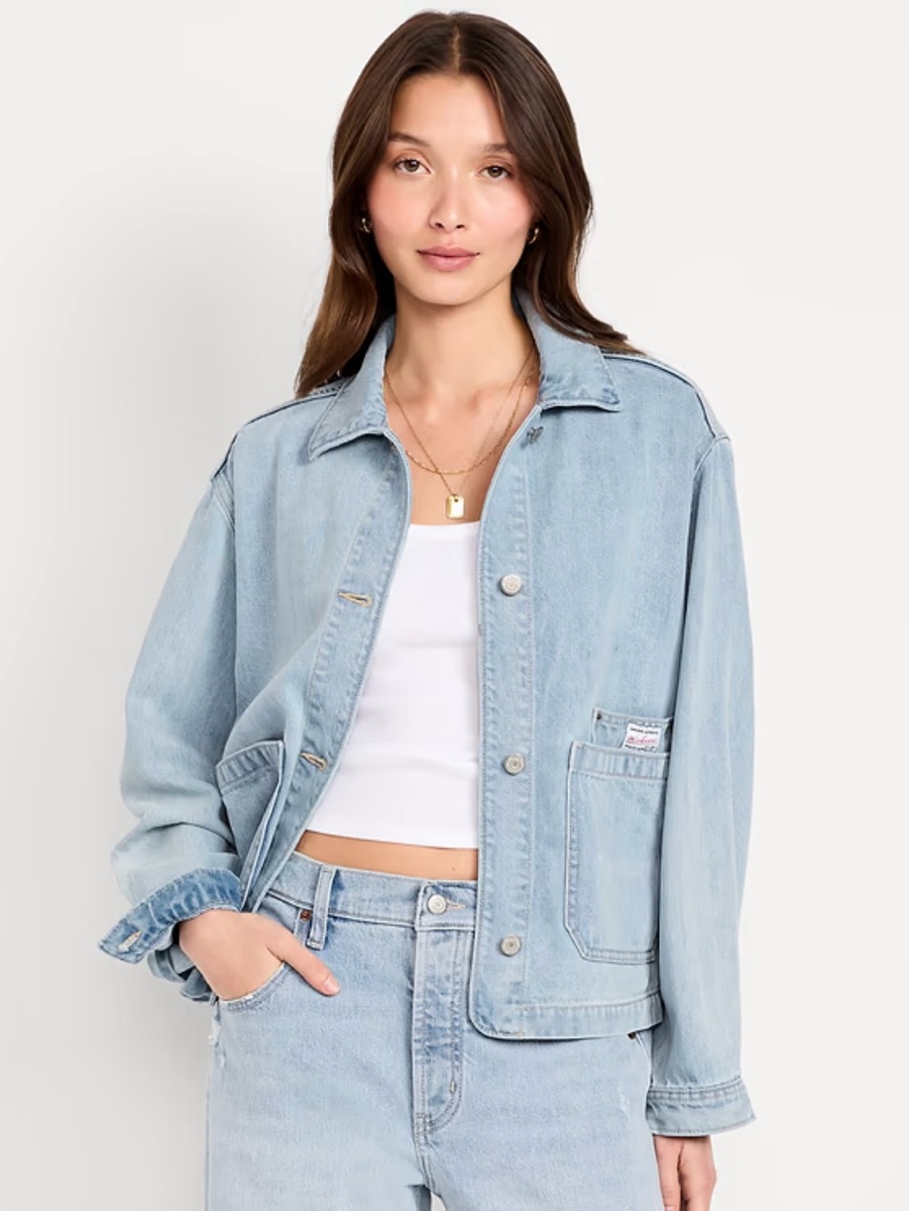 Cropped Denim Chore Jacket